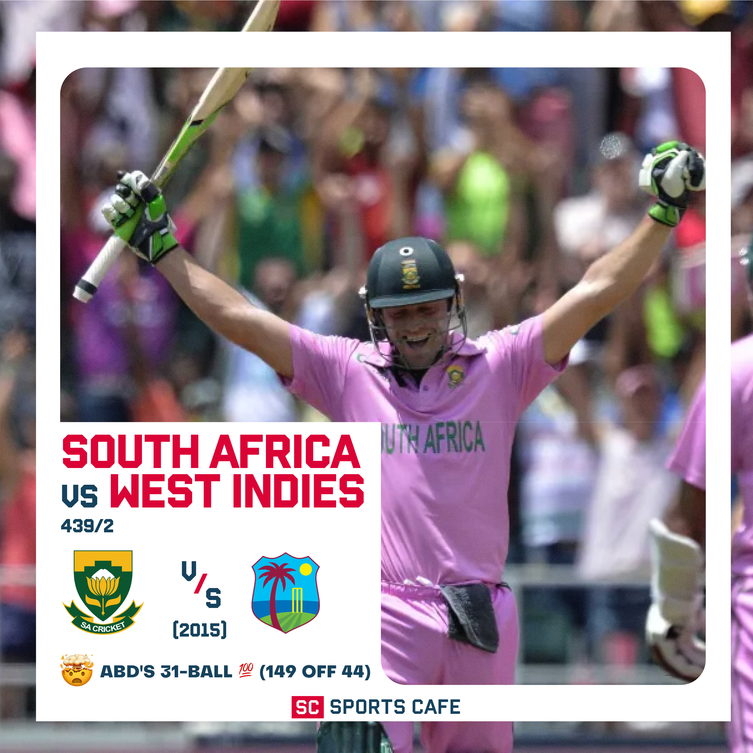 South Africa – 439/2 vs West Indies.